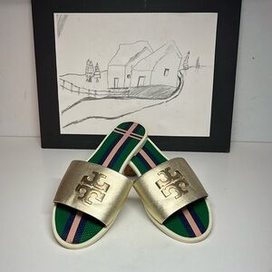 Tory Burch Jelly Slide Metallic Leather Women’s US Size 6M